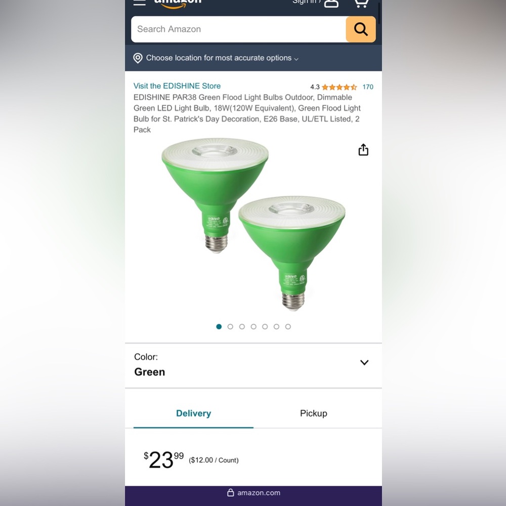 Brand New in box PAR38 Green Flood Light Bulbs Outdoor, Dimmable Green LED Light